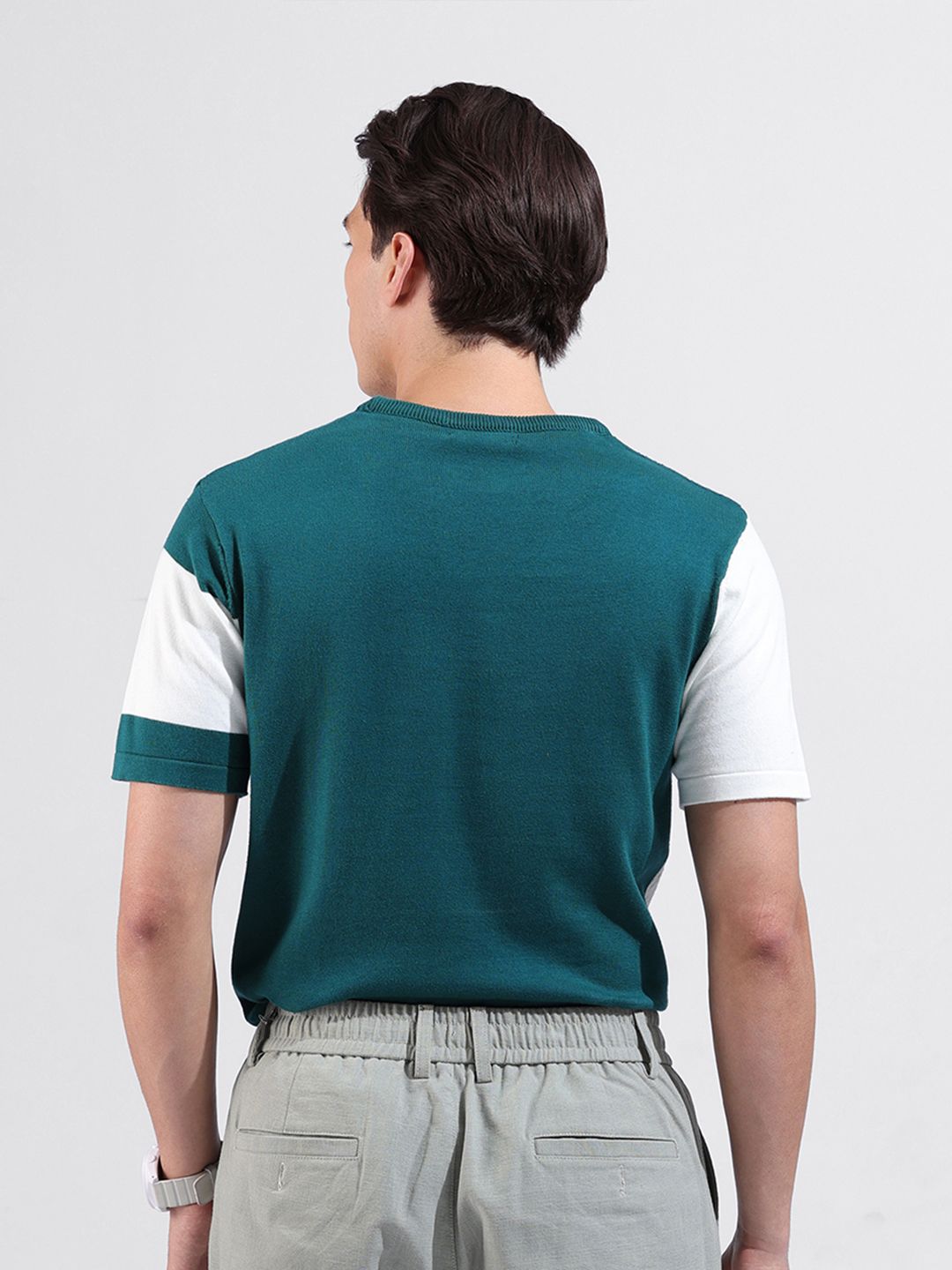 The Indian Garage Co Men Flat Knit Slim Fit Textured T-Shirt