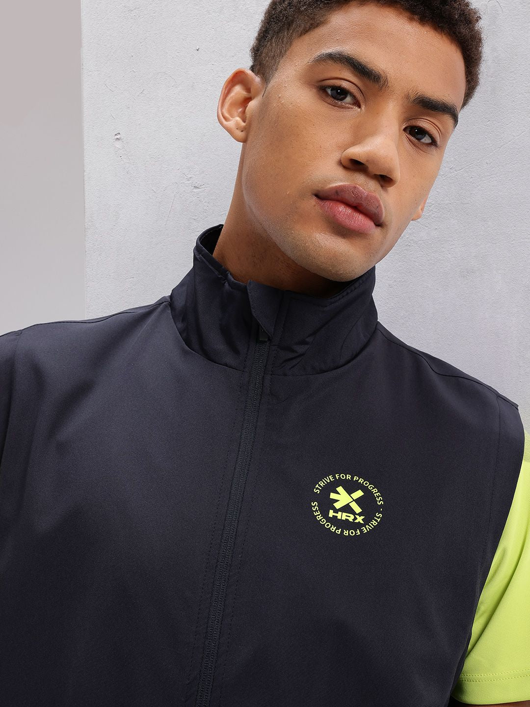 HRX by Hrithik Roshan Brand Logo Printed Detail Rapid-Dry Training Gilet Jacket