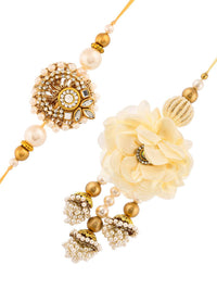 Voylla Unisex Set of 2 Pearls & Kundan Embellished Bhaiya-Bhabhi Rakhis