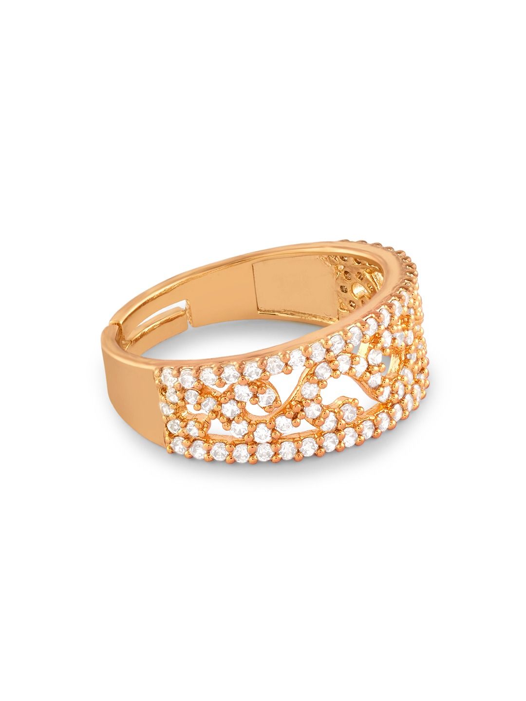 Cincin Bertampal Zirkonia Kubik Mutiara Zaveri Bersalut Emas