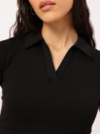 DressBerry Polo Neck Boxy Crop Top