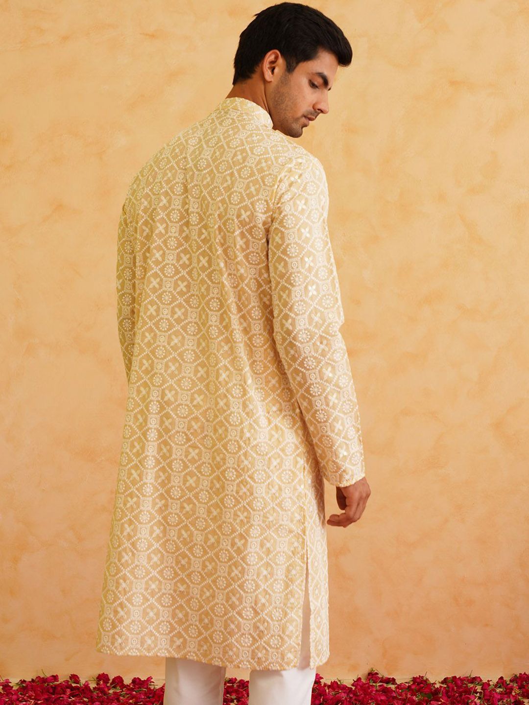SOJANYA Ethnic Motifs Embroidered Regular Thread Work Pure Cotton Kurta with Churidar