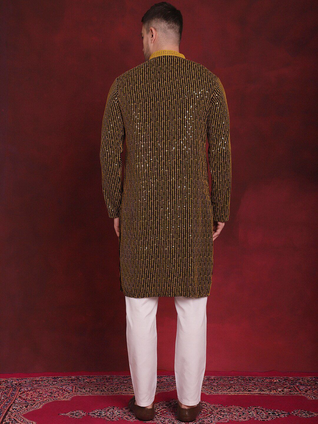 Jompers Embroidered Regular Sequinned Kurta with Pyjamas