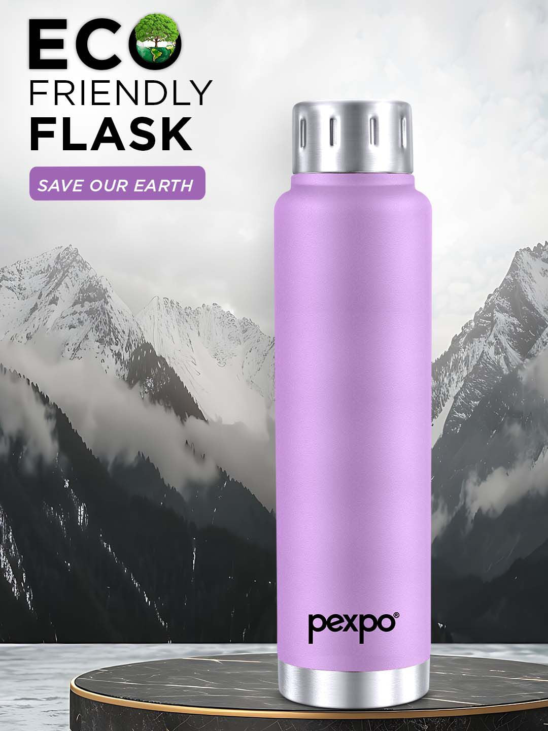 Pexpo Purple CAMEO Thermosteel Hot and Cold Upto 10 hrs Insulated Water Bottle 500ml