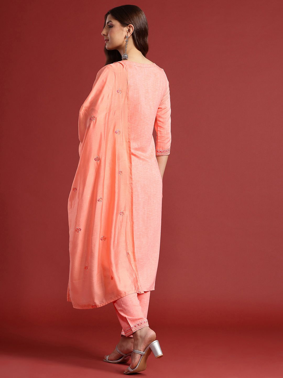 Anouk Indie Florals Embroidered Kurta with Trousers & Dupatta