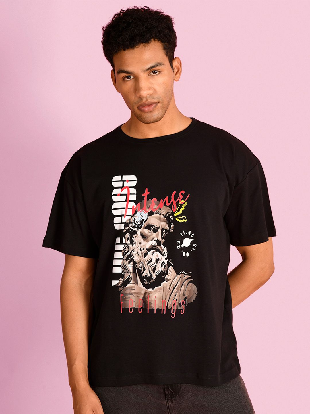 Bene Kleed Men Graphic Printed Round Neck Cotton Oversized T-shirt