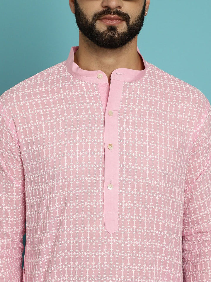 SOJANYA Kurta Pure Cotton Sulam dengan Set Pijama