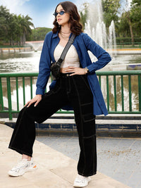 STREET 9 Blue Comfort Spread Collar Casual Shirt