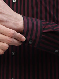 Hancock Modern Slim Fit Vertical Striped Spread Collar Pure Cotton Formal Shirt