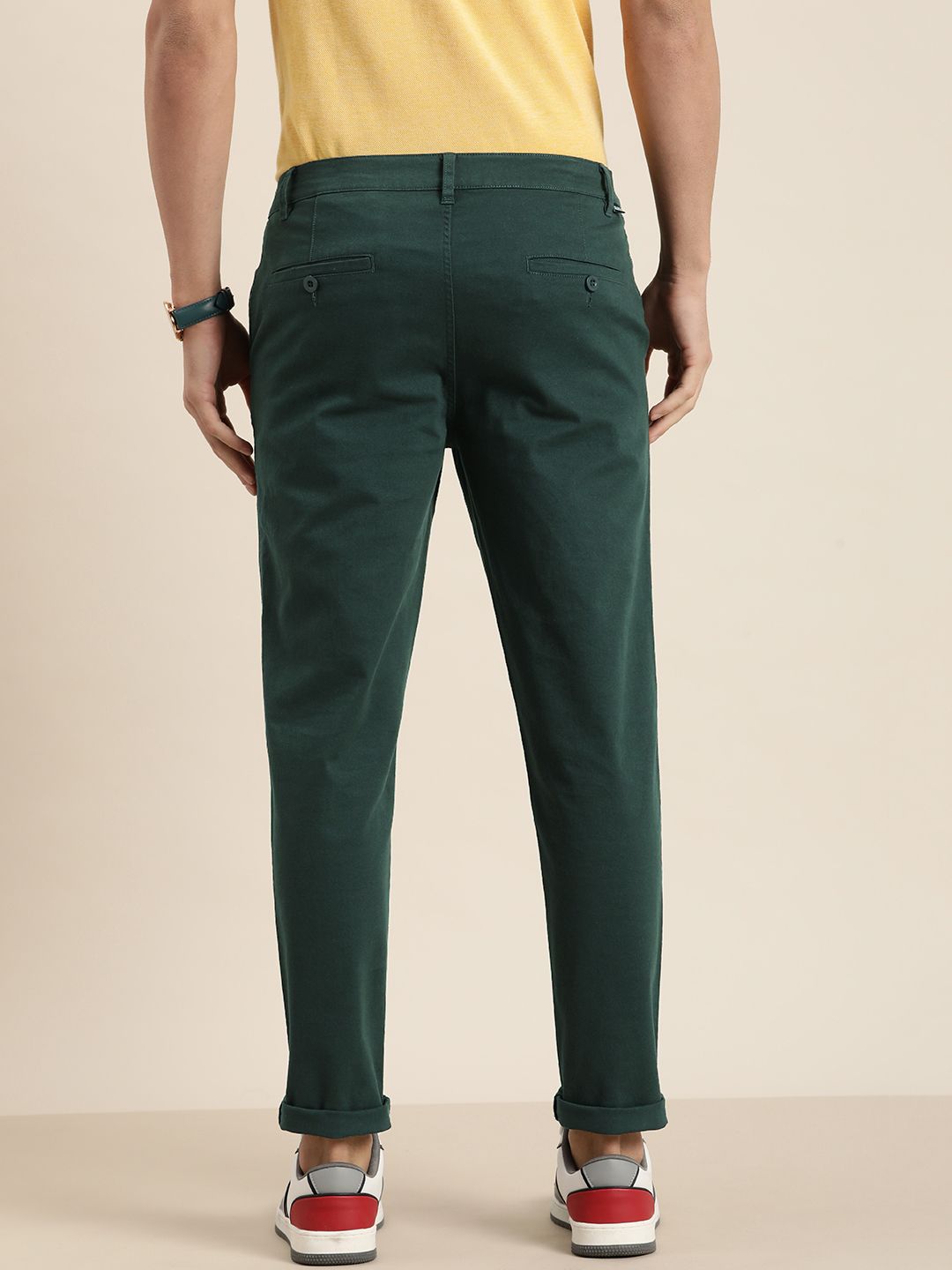 DILLINGER Men Solid Ankle-Length Chinos Trousers