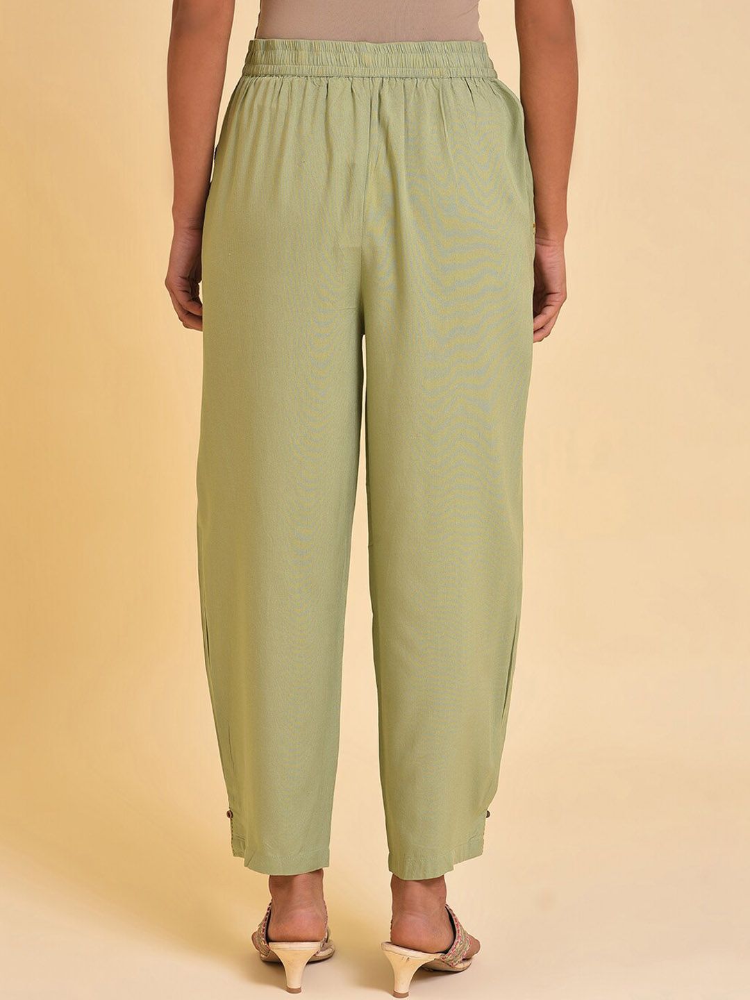 W Women Green Mid Rise Parallel Trousers
