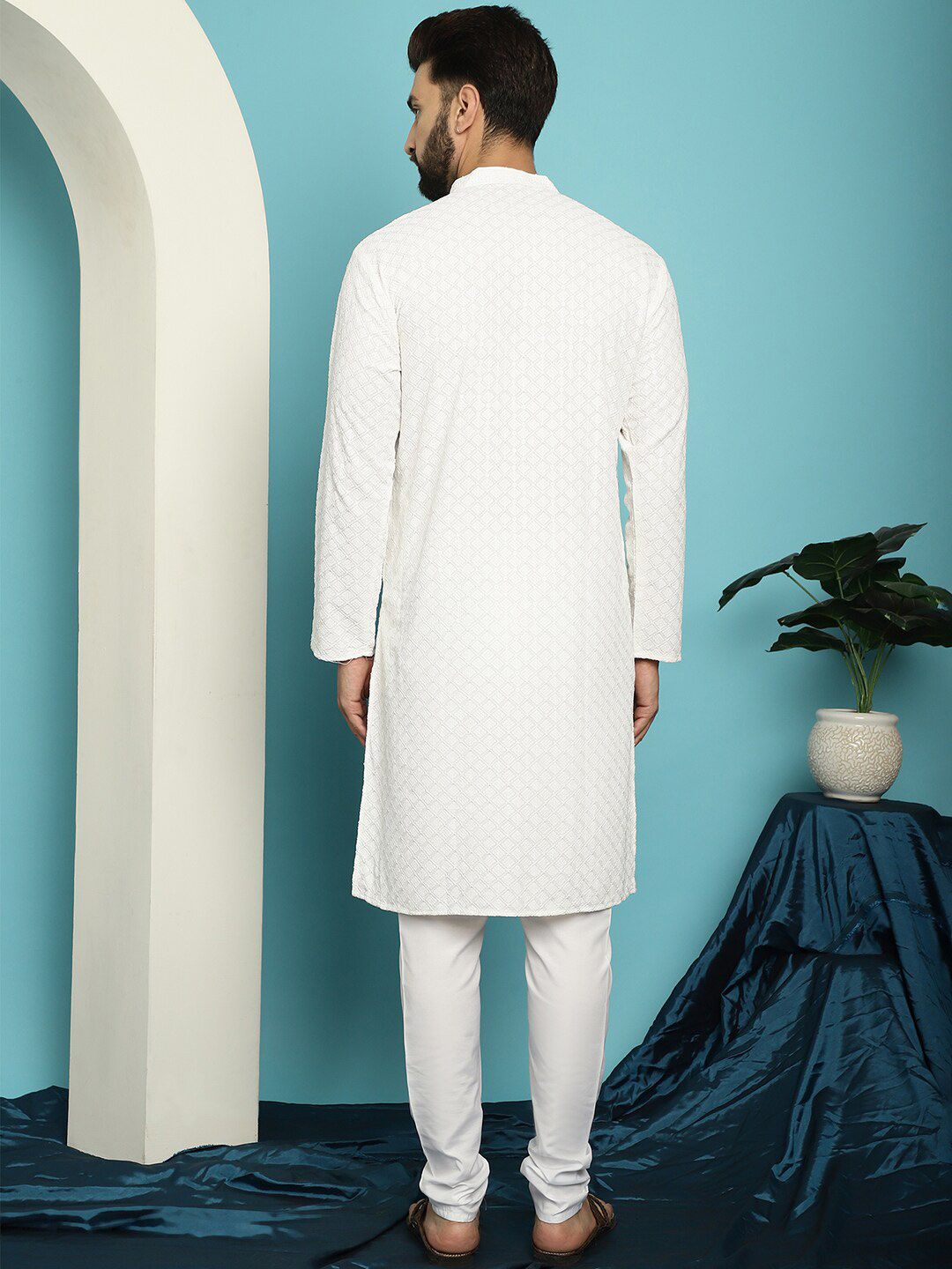 SOJANYA Embroidered Sequinned Pure Cotton Kurta with Pyjama Set