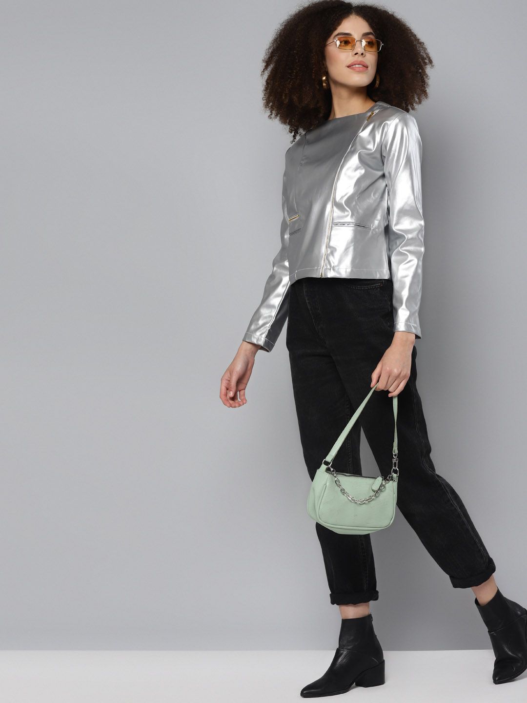 SASSAFRAS Women Silver-Toned Tailored Jacket