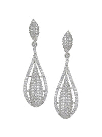 Priyaasi Silver Toned Contemporary American Diamond Drop anting -anting