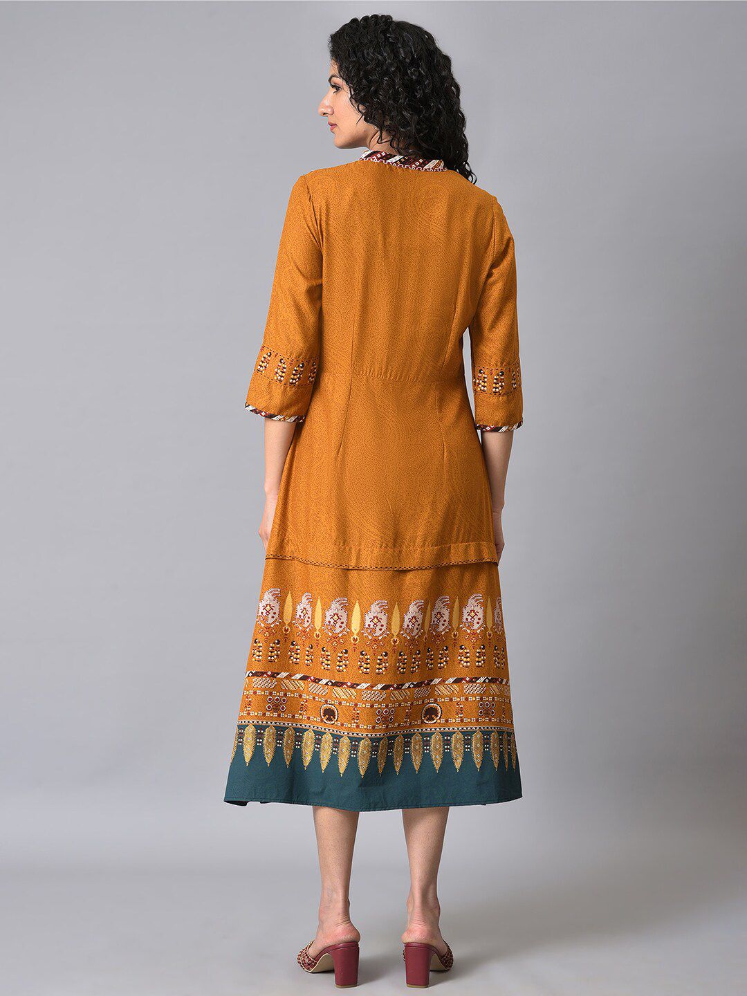 W Ethnic Motifs Printed A-Line Midi Ethnic Dress
