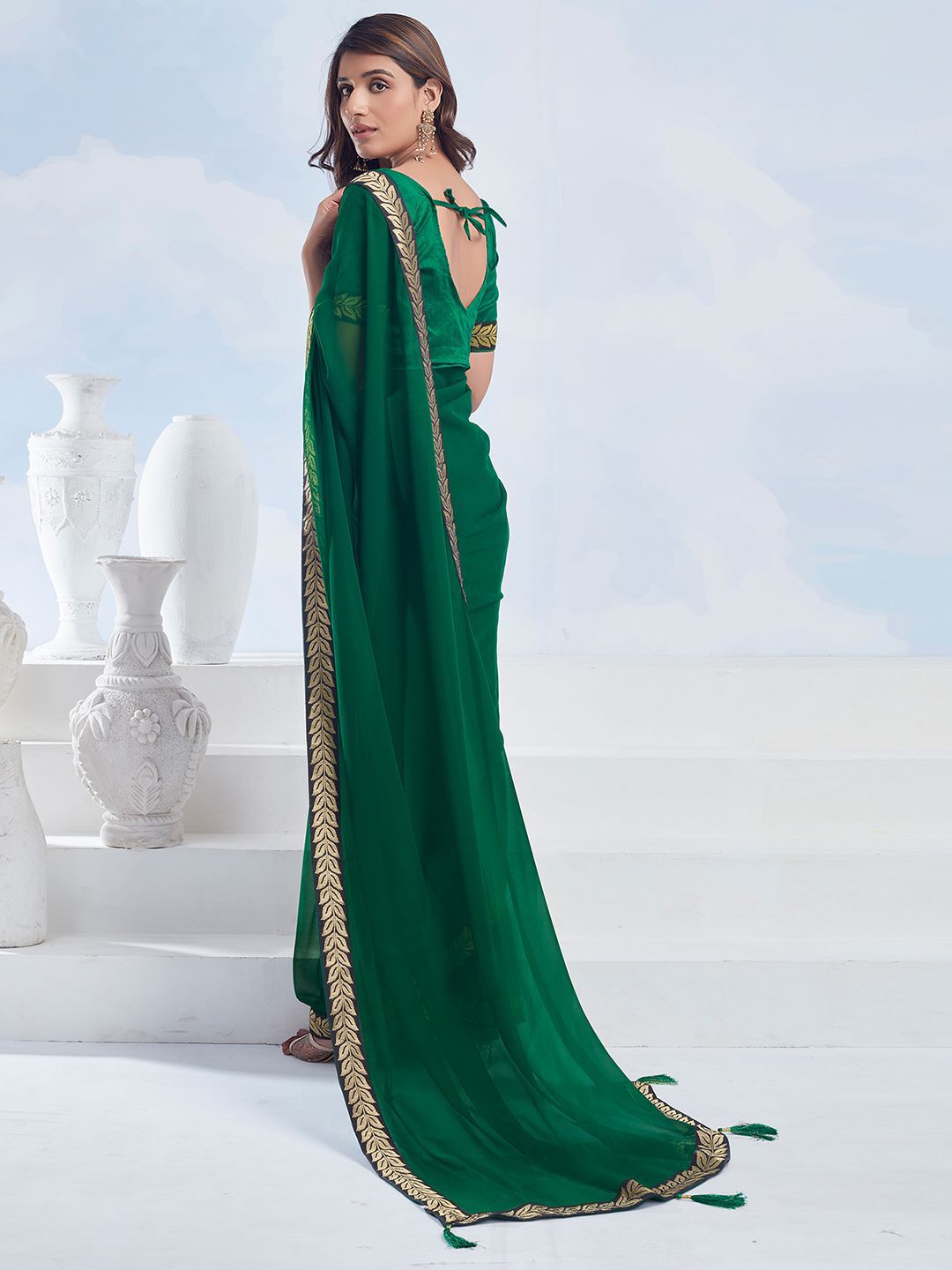 KALINI Zari Pure Georgette Saree