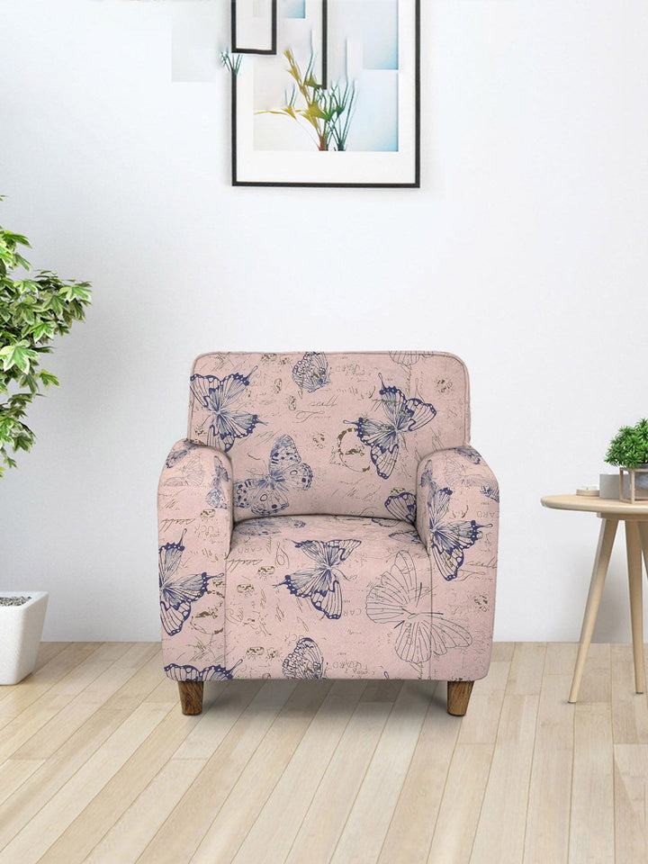 Cortina Beige & Black Printed Single Seater Sofa Cover