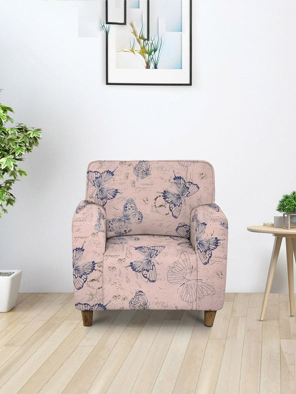 Cortina Beige & Black Printed Single Seater Sofa Cover