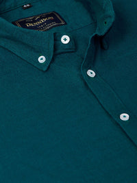 DENNISON Men Teal Green Smart Slim Fit Solid Cotton Linen Casual Shirt