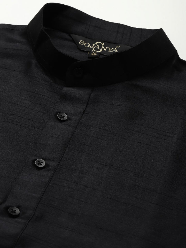 SOJANYA Men Ethnic Motifs Woven Design Silk Blend Kurta & Churidar with Nehru Jacket