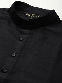 SOJANYA Men Ethnic Motifs Woven Design Silk Blend Kurta & Churidar with Nehru Jacket