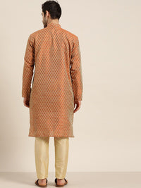 SOJANYA Woven Design Mandarin Collar Silk Cotton Kurta