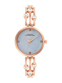 French Connection Women Embellished Dial & Stainless Steel Bracelet Style Straps Analogue Watch FCN073URGM