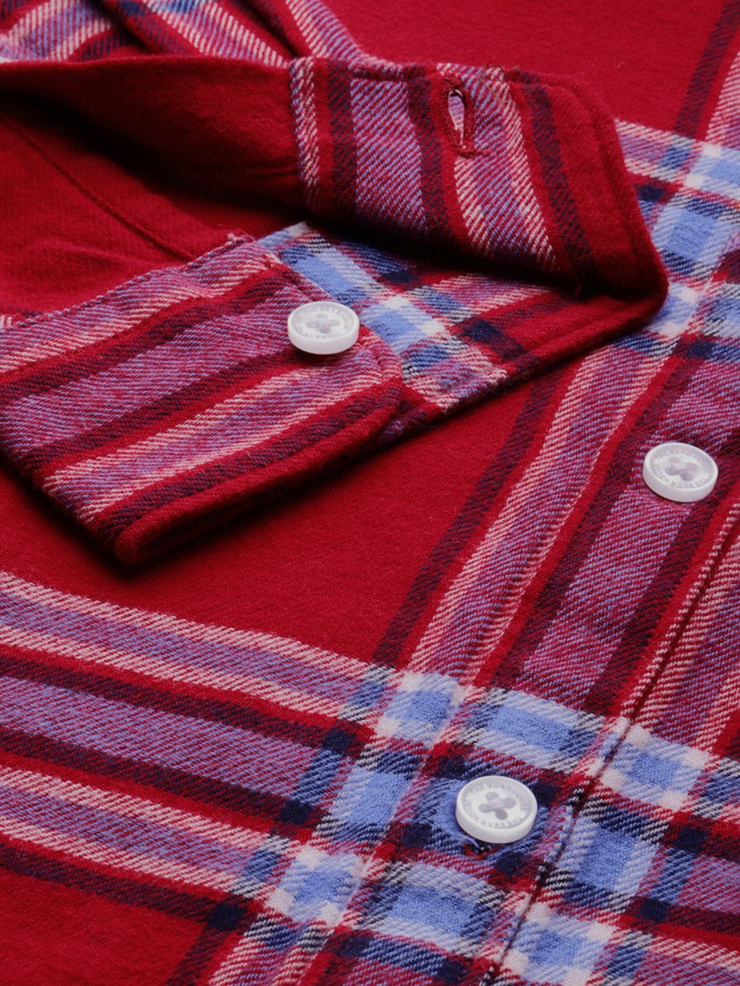 THE BEAR HOUSE Men Red Slim Fit Windowpane Checks Opaque Checked Casual Shirt