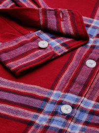 THE BEAR HOUSE Men Red Slim Fit Windowpane Checks Opaque Checked Casual Shirt
