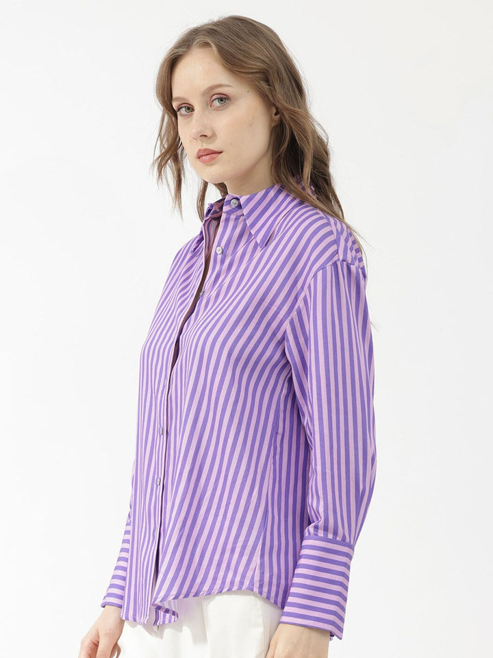 RAREISM Slim Fit Vertical Striped Casual Shirt
