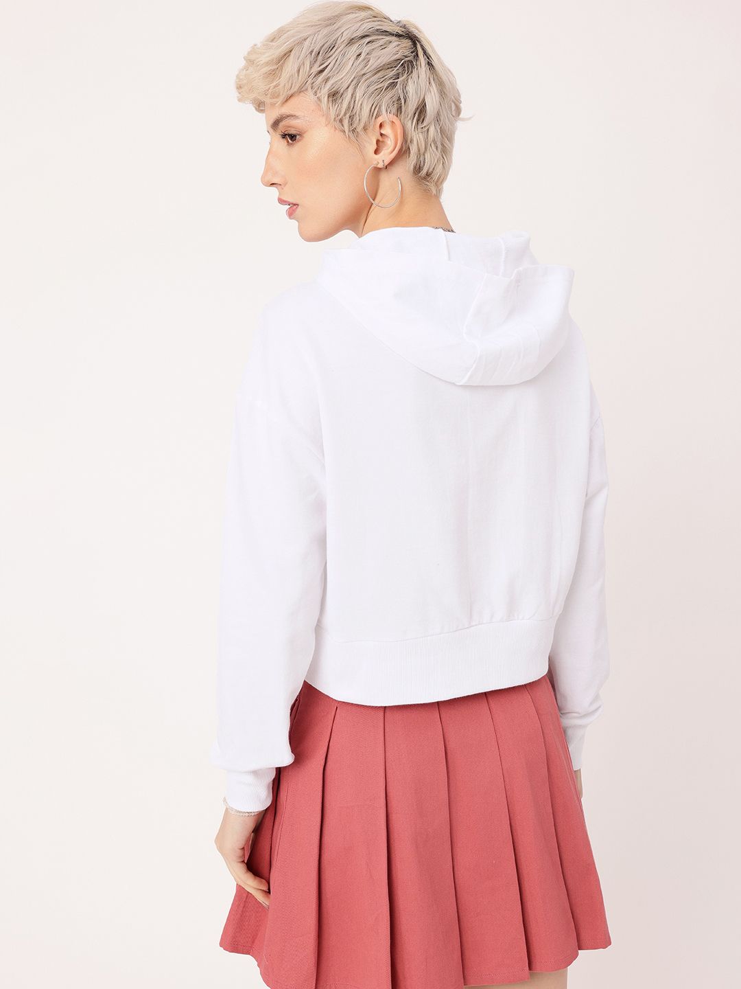 DressBerry Printed Cotton Terry Boxy Fit Hooded Sweatshirt
