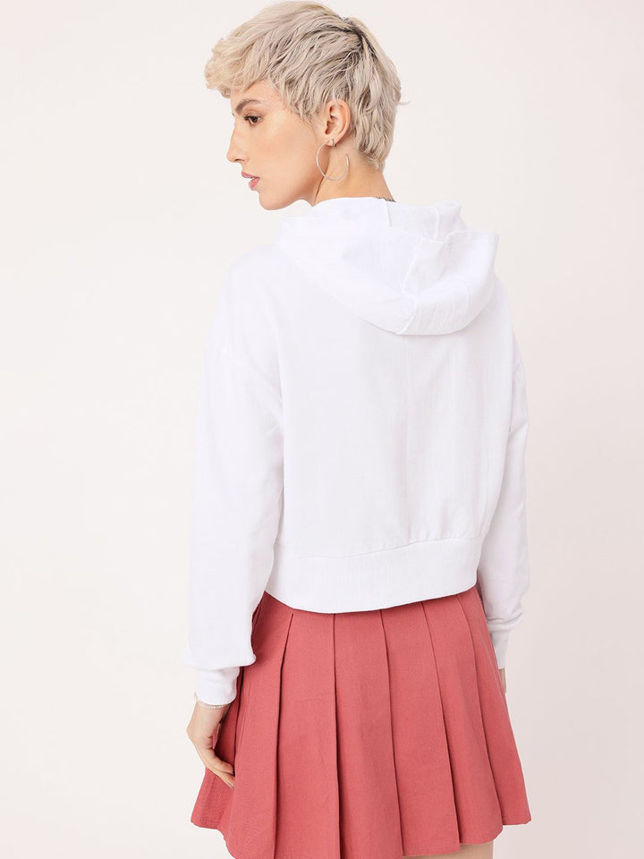 DressBerry Printed Cotton Terry Boxy Fit Hooded Sweatshirt