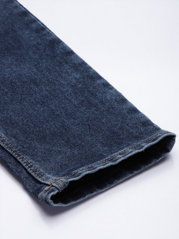 The Indian Garage Co Men Navy Blue Slim Fit Light Fade Stretchable Jeans