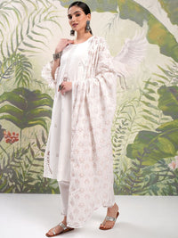 Vishudh Floral Printed Regular Pure Cotton Kurta with Trouser & Dupatta