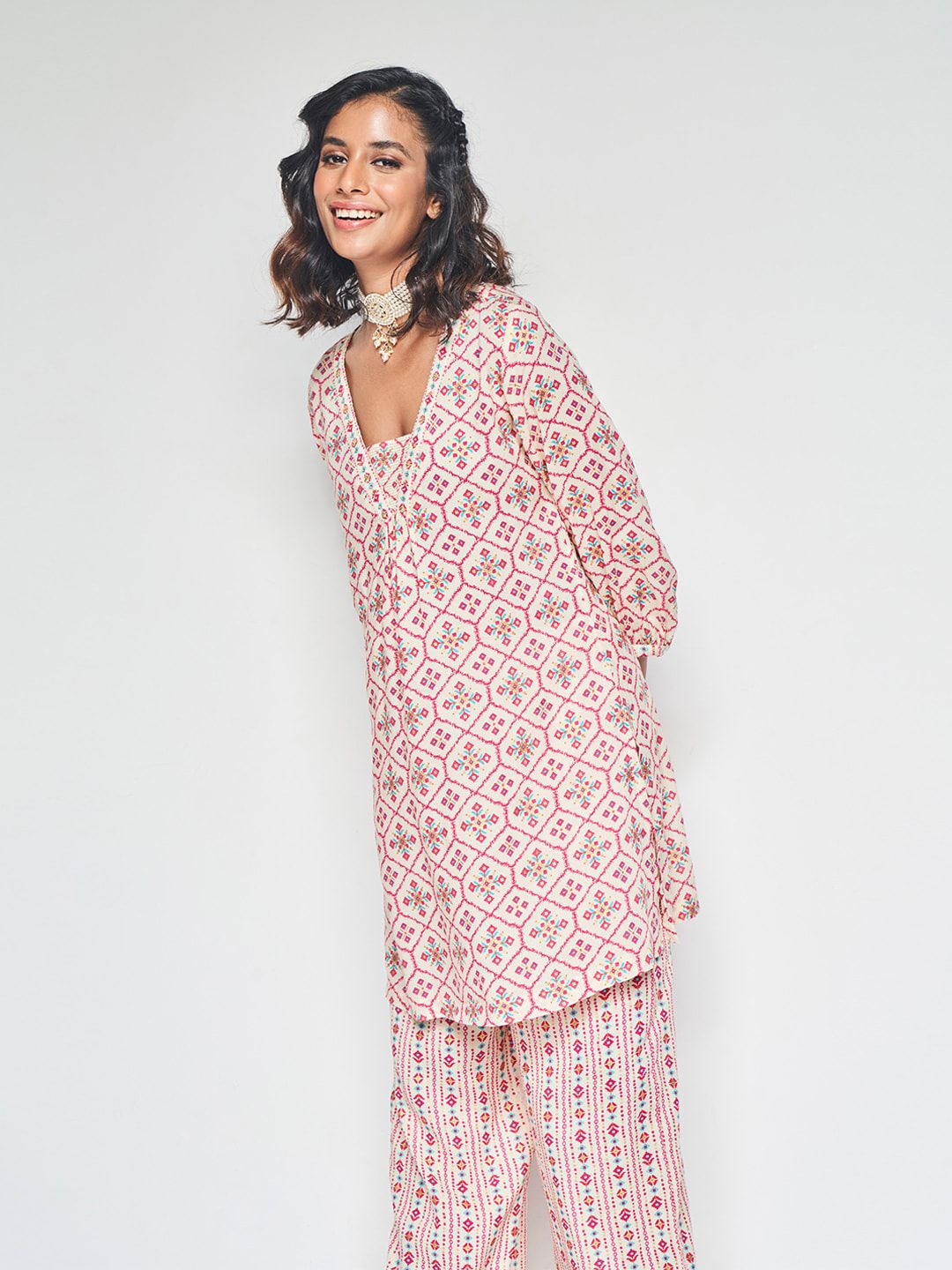 Global Desi Ethnic Printed Kurta with Palazzos