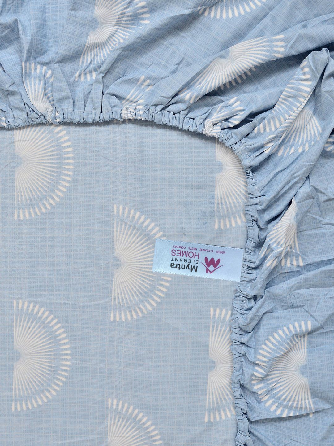Myntra Elegant Homes Blue Geometric 300 TC Single Bedsheet with 1 Pillow Covers