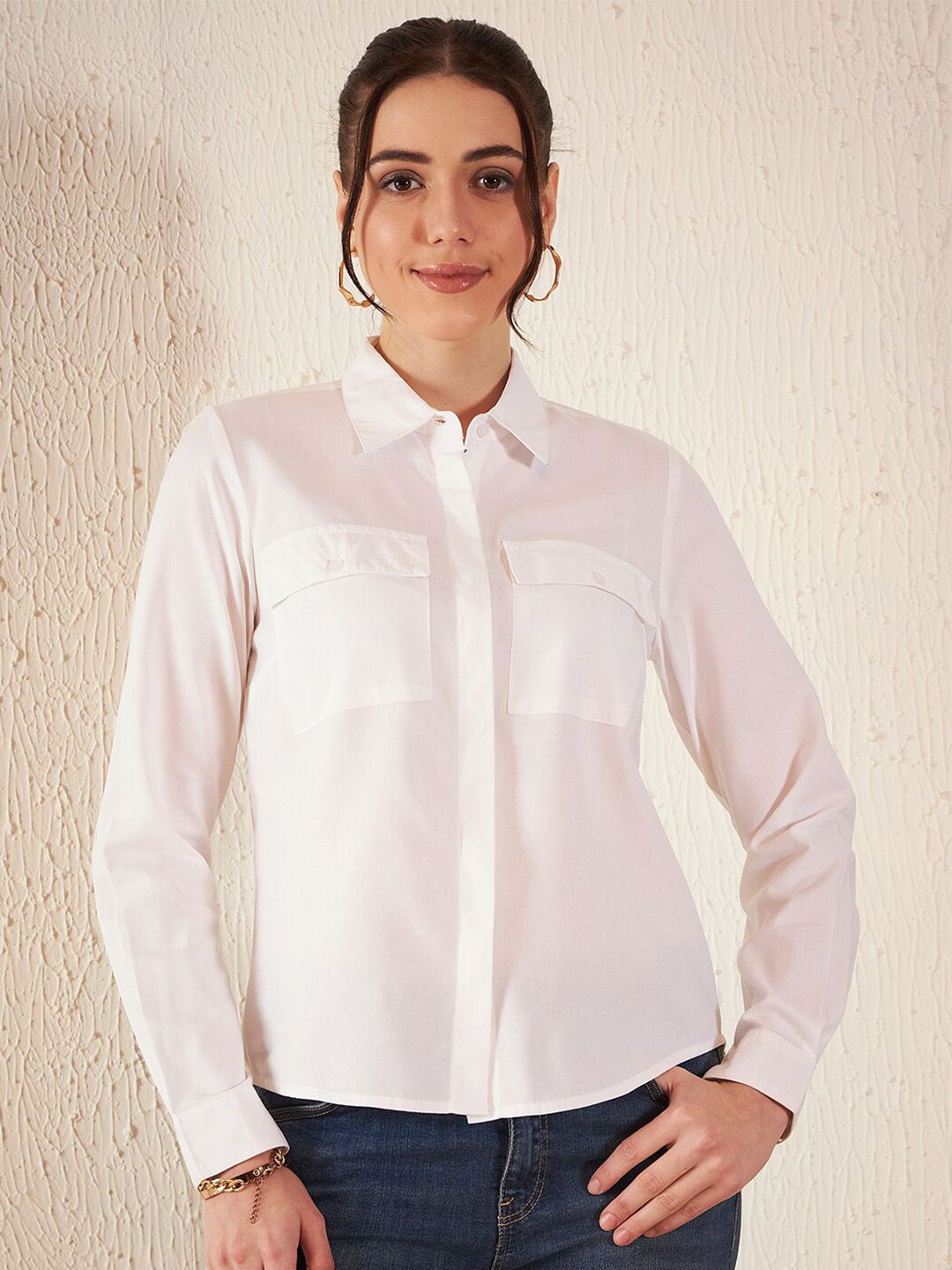 DENNISON Smart Slim Fit High Low Cotton Formal Shirt