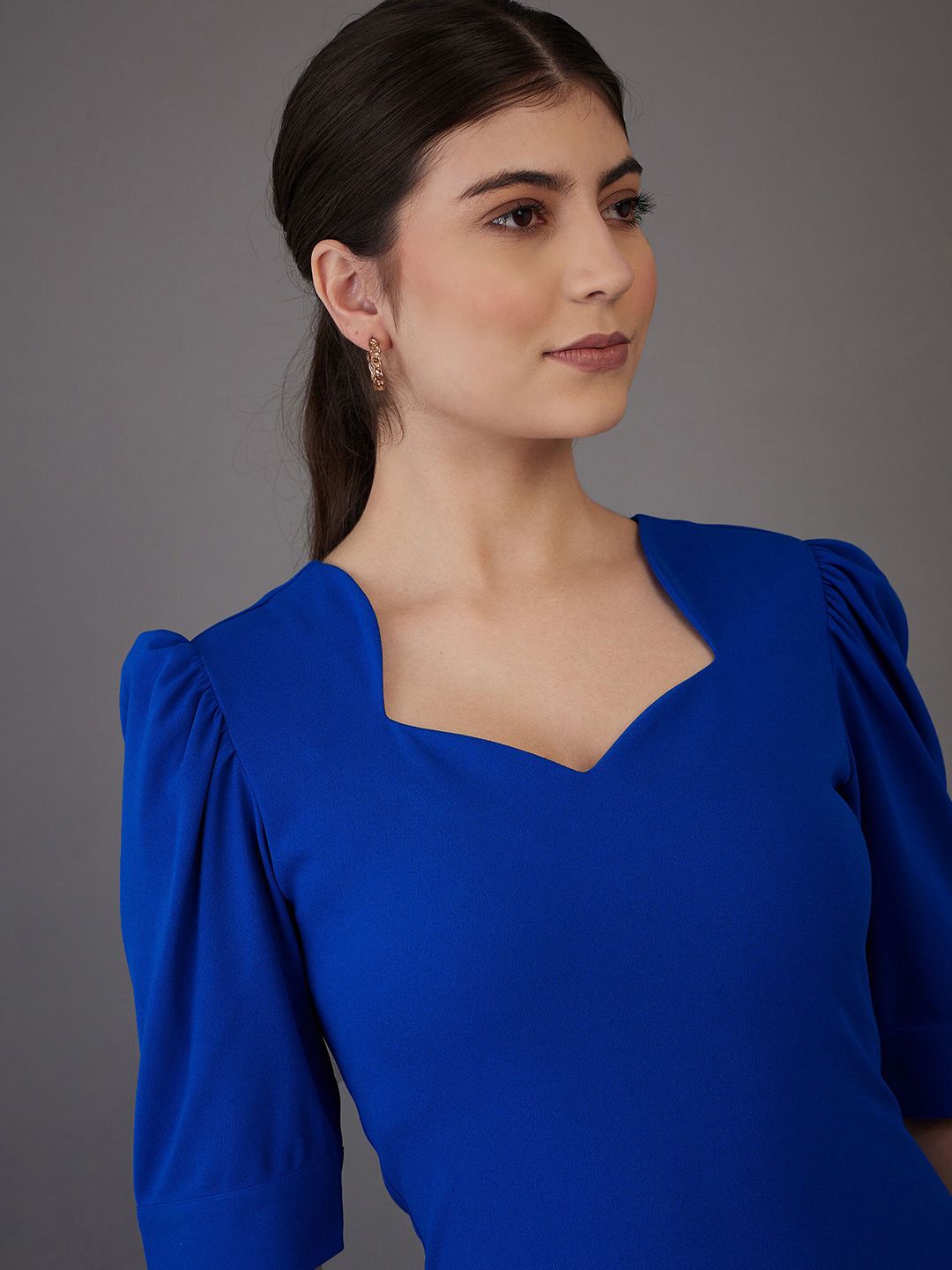 SASSAFRAS worklyf Sweetheart Neck Puff Sleeves Formal Bodycon Dress