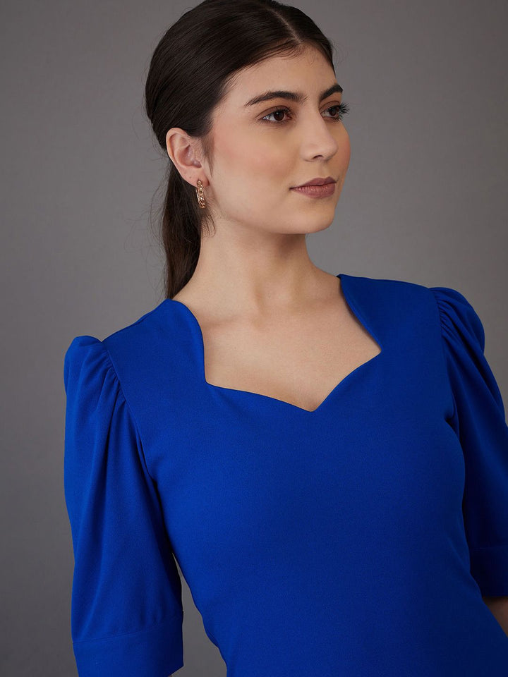 SASSAFRAS worklyf Sweetheart Neck Puff Sleeves Formal Bodycon Dress