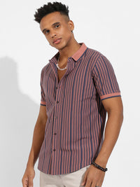 Campus Sutra Striped Classic Cotton Casual Shirt