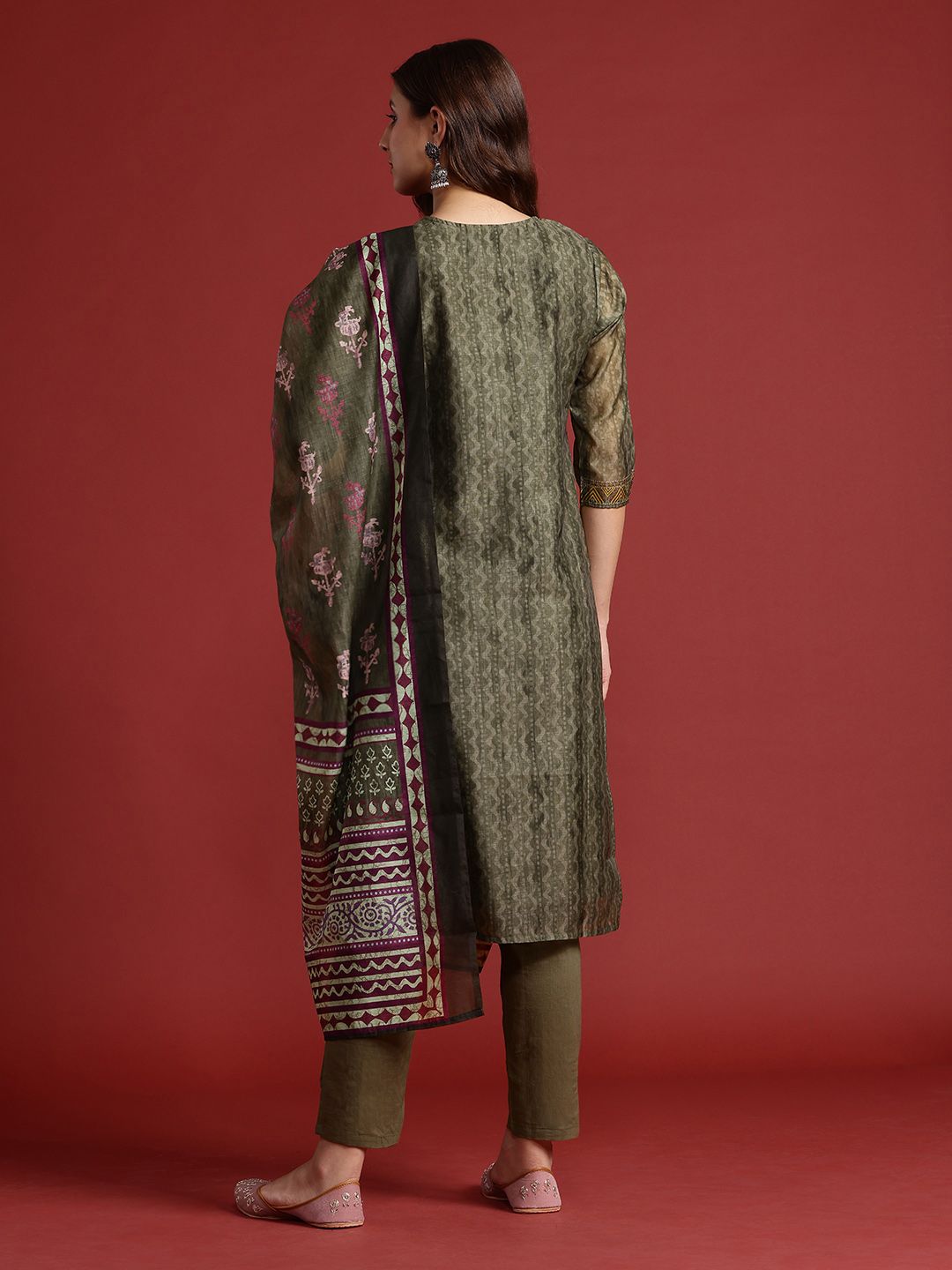 Anouk Printed Regular Kurta with Trousers & Dupatta