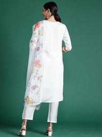 Indo Era Women Floral Embroidered Regular Patchwork Kurta with Trousers & With Dupatta