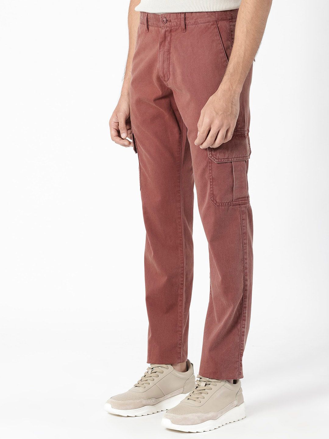 RARE RABBIT Men Inbuil Mid-Rise Slim Fit Cotton Cargo Trouser