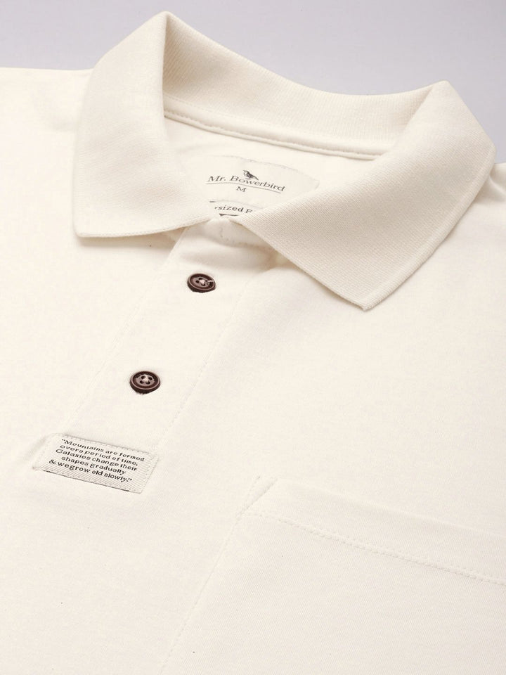 Mr Bowerbird Men Pure Cotton Oversized Polo Collar T-shirt With Chest Pocket