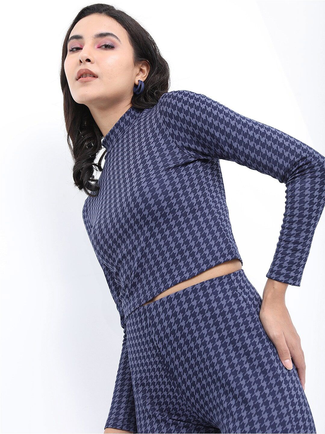 Tokyo Talkies Jacquard Cotton Crop Top
