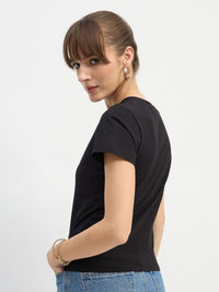 SASSAFRAS Women Printed Round Neck Slim Fit T-shirt