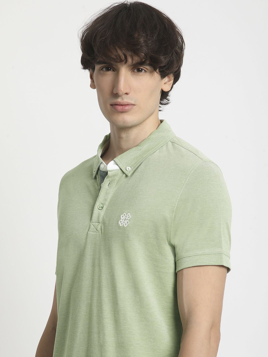 THE BEAR HOUSE Men Polo Collar Regular Fit Pure Cotton Solid T-shirt