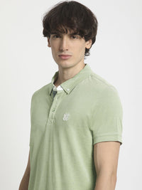 THE BEAR HOUSE Men Polo Collar Regular Fit Pure Cotton Solid T-shirt