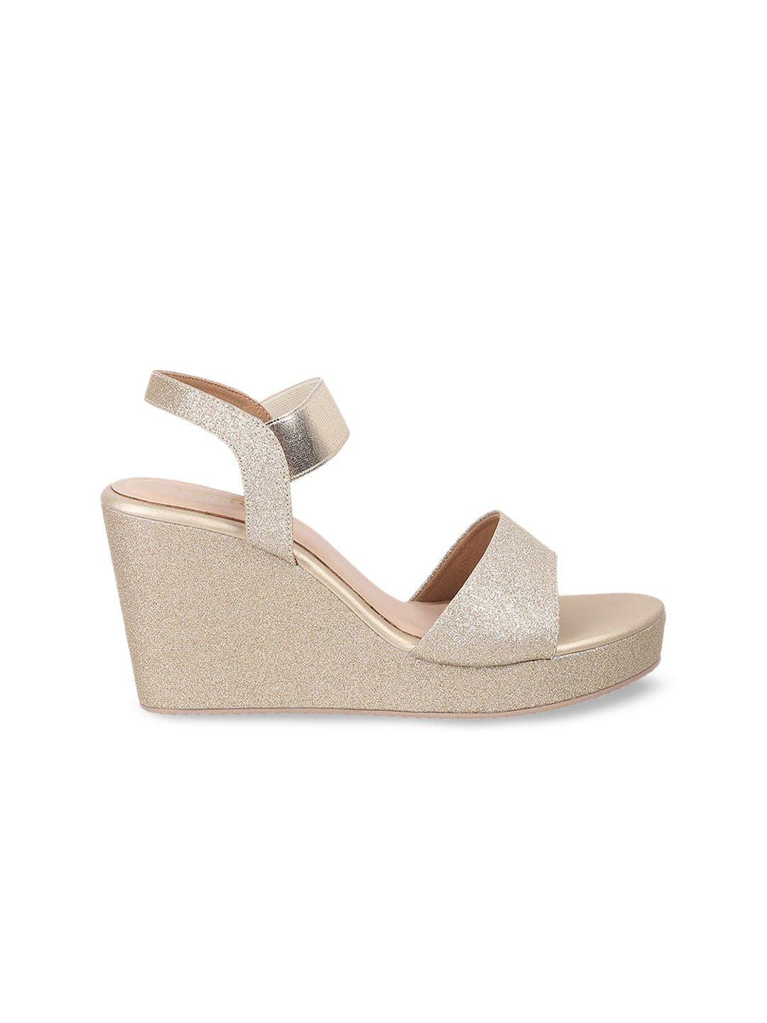 Metro Embellished Open Toe Wedges With Backstrap