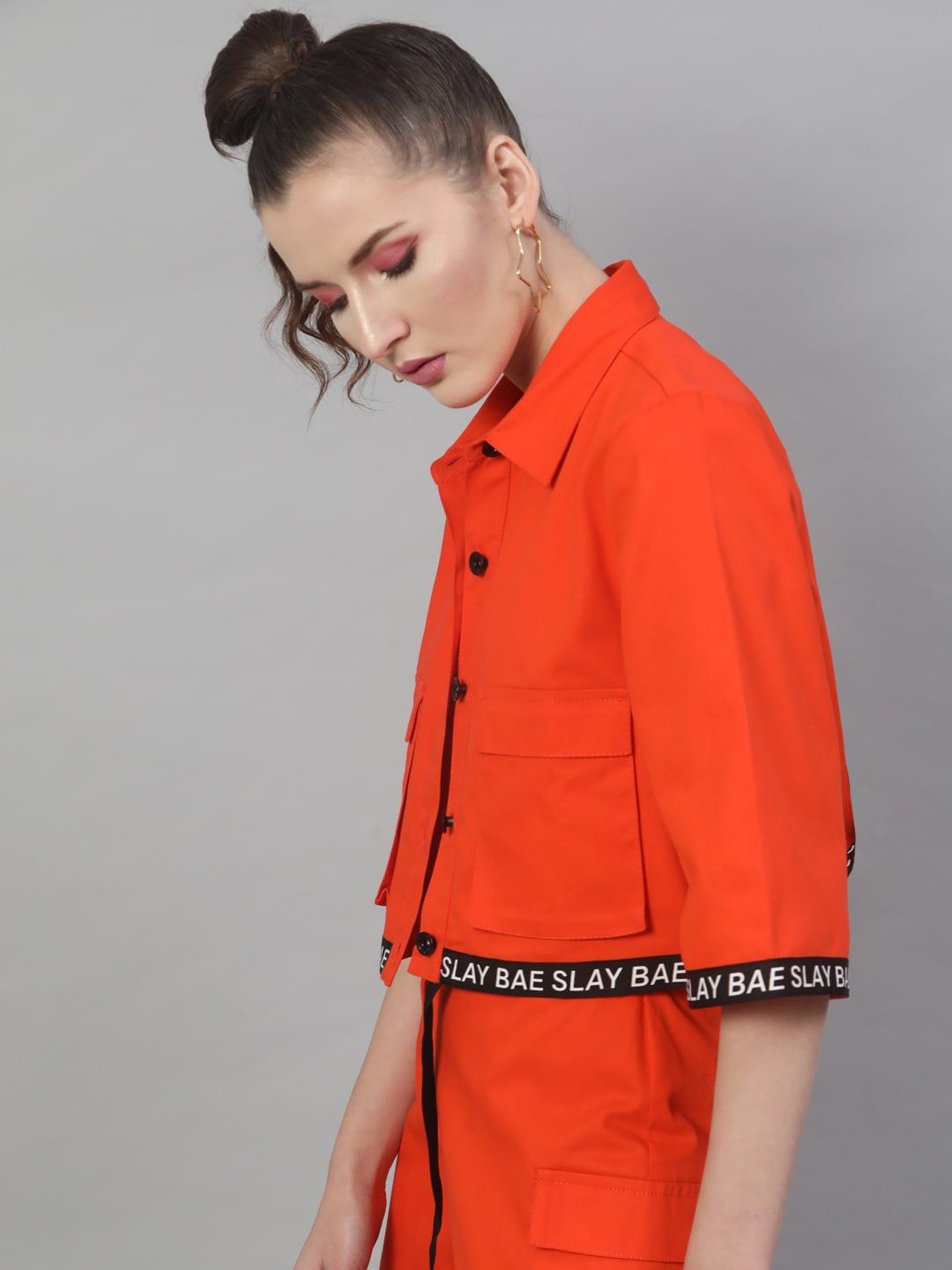 STREET 9 Women Orange Solid Lightweight Tailored Jacket